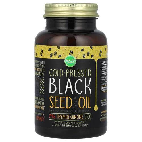 Maju Superfoods,冷榨黑籽油，500 毫克，120 粒