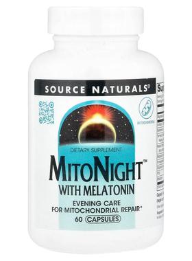 源美,MitoNight™，含褪黑荷尔蒙，60 粒胶囊