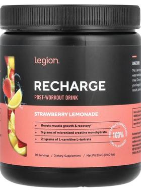 Legion Athletics,焕活，锻炼后饮品，草莓柠檬水味，0.6 磅（276