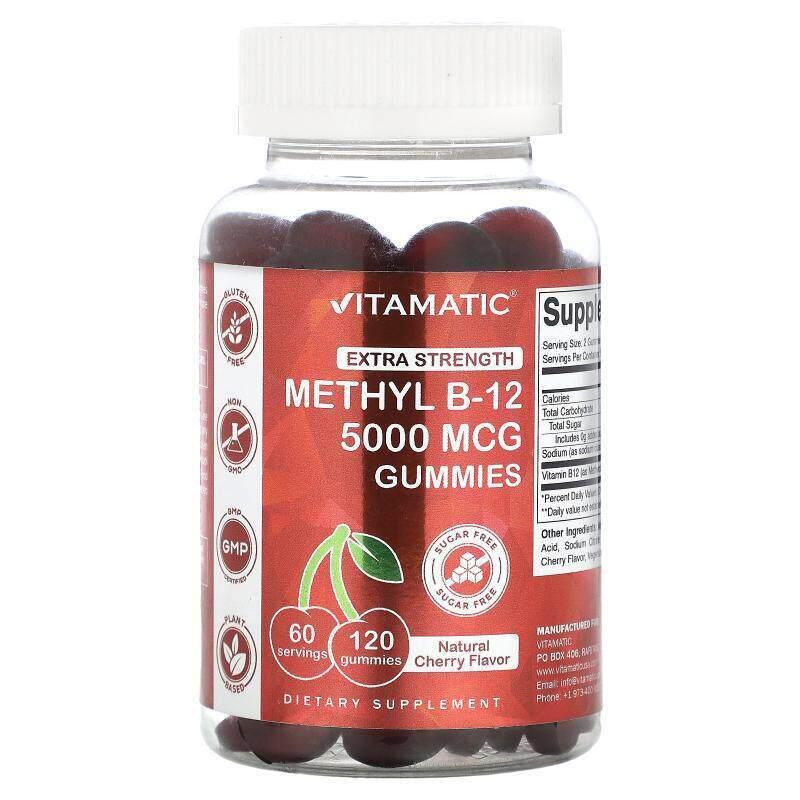 Vitamatic,甲基 B-12 软糖,特强型,天然樱桃味,5000 微克,120