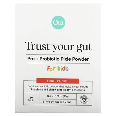 Ora,Trust Your Gut，益生元 + 益生菌粉，儿童配方，混合水果味6