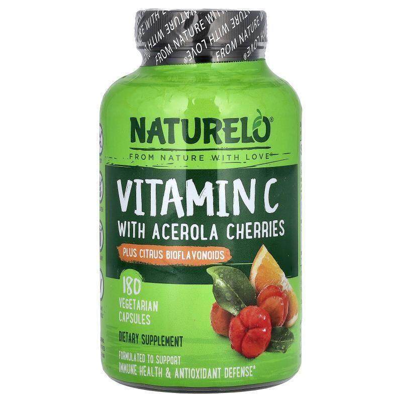 NATURELO,维生素 C 与针叶樱桃加柑橘类生物黄酮，180 粒素食胶囊