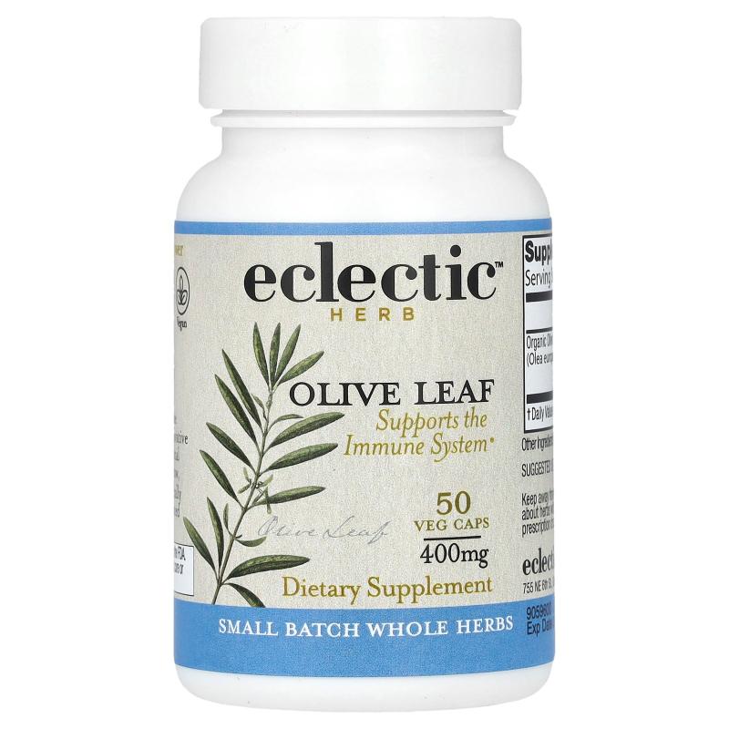 Eclectic Herb,冻干橄榄叶，400 毫克，50 粒素食胶囊