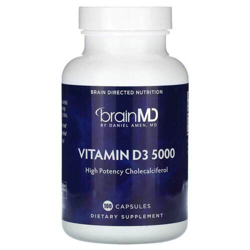 BrainMD,维生素 D3 5000，125 微克（5000 国际单位），100 粒胶