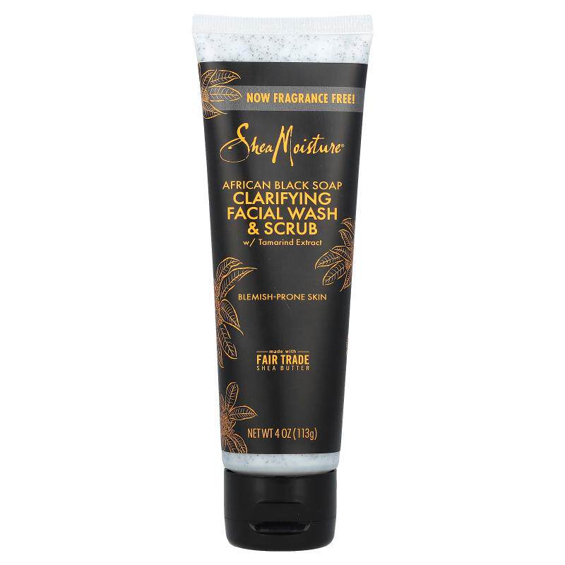 SheaMoisture,含罗望子提取物的净化洗面奶和磨砂膏，非洲黑块皂4