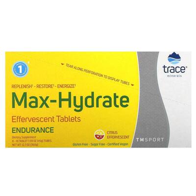 Trace,TM 运动，特大补水耐力泡腾片，柑橘味，8 管，每管 10 片