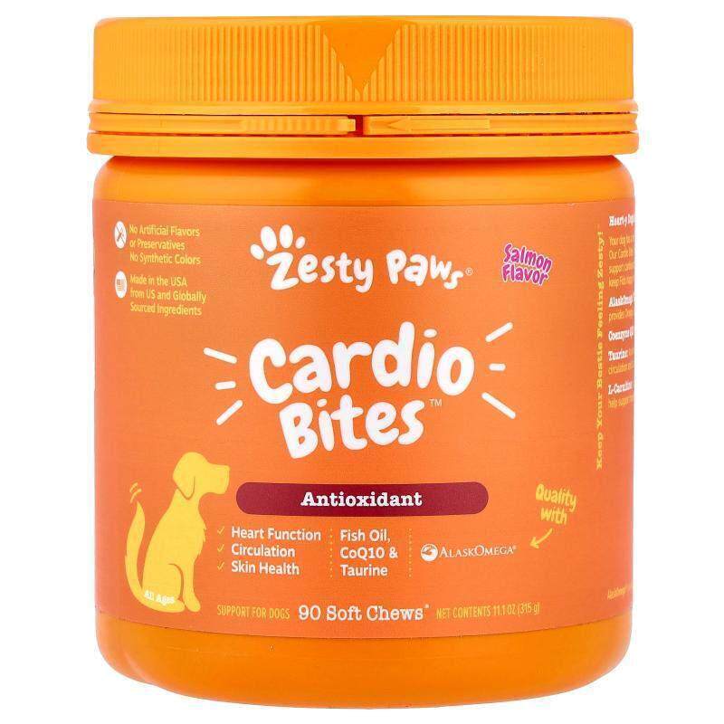 Zesty Paws,Cardio Bites™，狗狗专用，所有年龄段，鲑鱼，90 片1