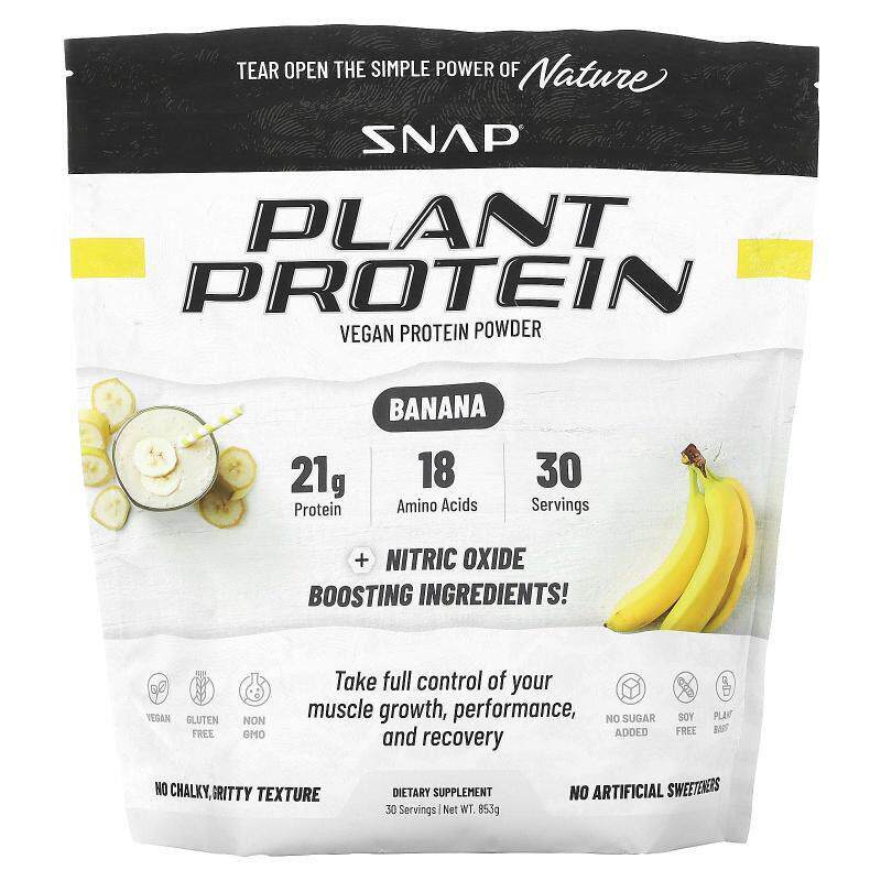 Snap Supplements,植物蛋白质，全素蛋白质粉，香蕉味，853 克
