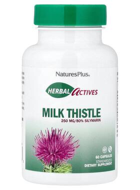 NaturesPlus,Herbal Actives，水飞蓟，250 毫克，60 粒全素胶囊