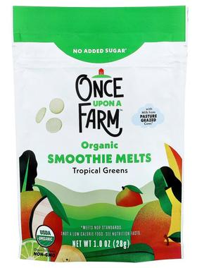 Once Upon A Farm,有机 Smoothie Melts，婴幼儿，热带绿色蔬菜味