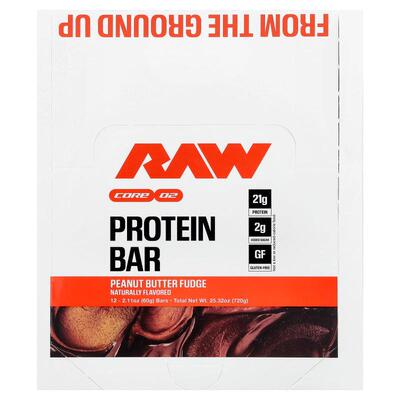 Raw Nutrition,Protein Bar, Peanut Butter Fudge, 12 Bars, 2.1