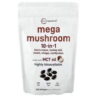 Micro Ingredients,Mega Mushroom, 10 in 1, 240 Softgels