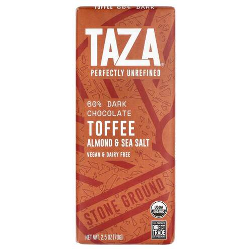 Taza Chocolate,60% Dark Chocolate, Toffee Almond & Sea Salt,