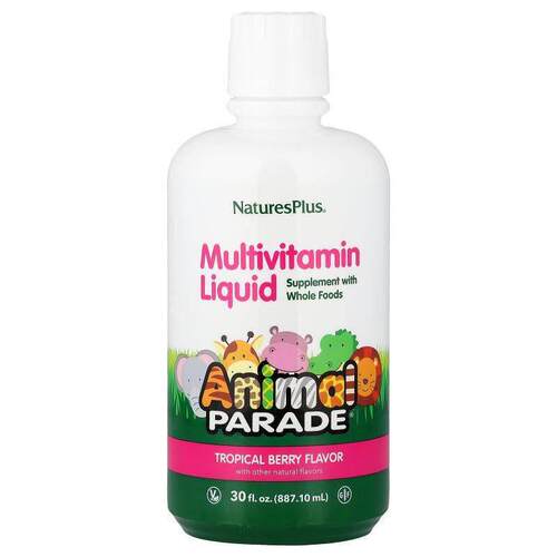 NaturesPlus,Animal Parade，多维生素液体，热带浆果味