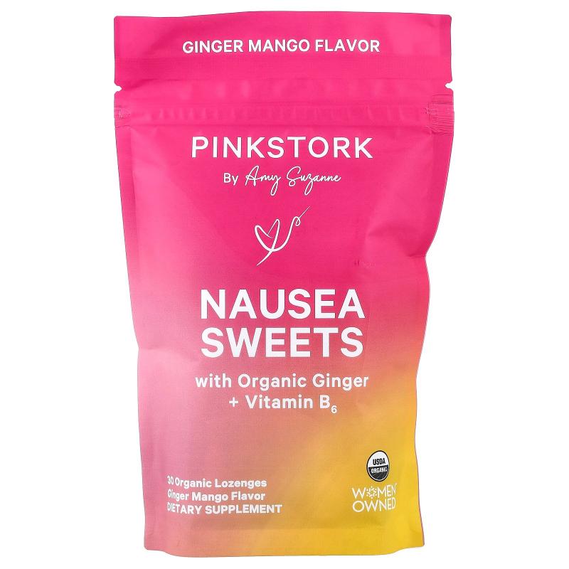 Pink Stork,Nausea Sweets, Ginger Mango, 30 Organic Lozenges
