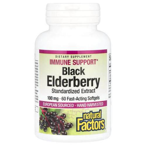 Natural Factors,黑接骨木果，100 毫克，60 粒速效软凝胶