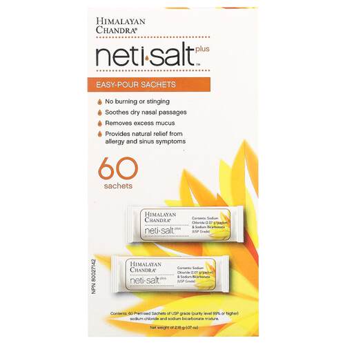 Himalayan Chandra,Neti Salt Plus，易倒小袋，60 小袋，0.07 盎