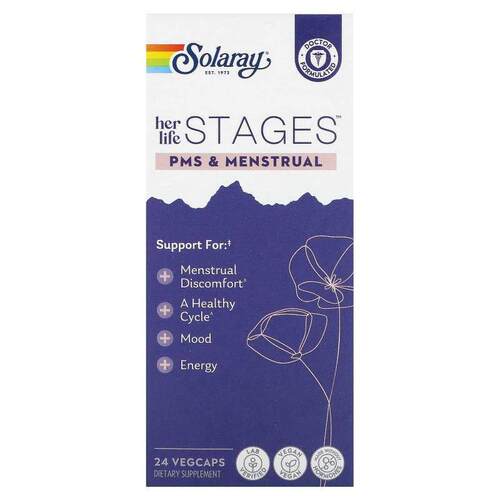 Solaray,Her Life Stages，生理期前综合症和生理期，24 粒素食胶