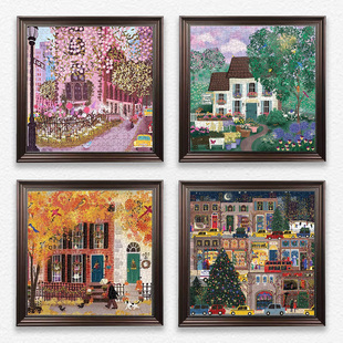 美国正版代购冬灯拼图春夏秋冬四季拼图邻里之秋成人解压治愈玩具