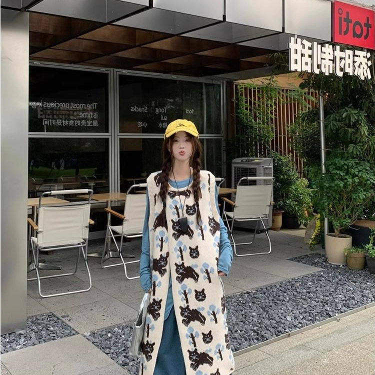 设计感叠穿吊带裙打底衫花边阔腿牛仔长裤女2025春秋时尚套装