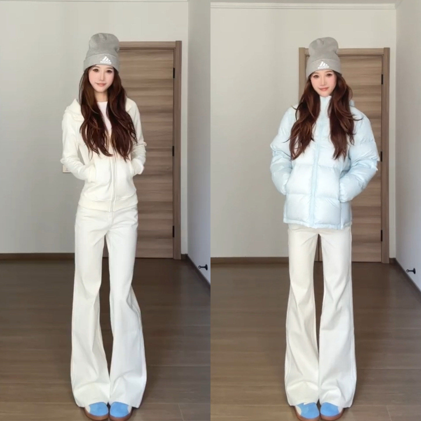 白色弹力微喇牛仔裤女小个子2026春新款低腰显瘦垂感不贴腿喇叭裤