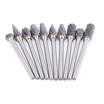 10 Pcs Double Cut Rotary Deburr Set for dremel Rotary Tool T