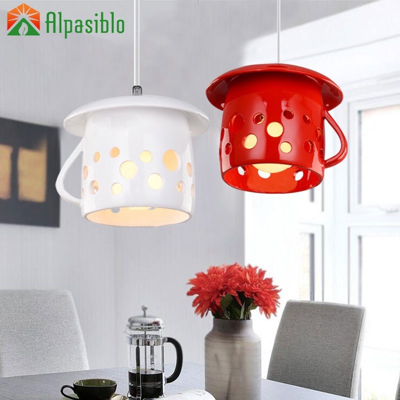 Big coffee Cup Colorful Resin teapot Pendant Light Tea cup