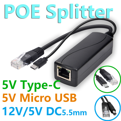PoE Splitter 5v POE usb tpye-C  Power Over Ethernet 48V To 5