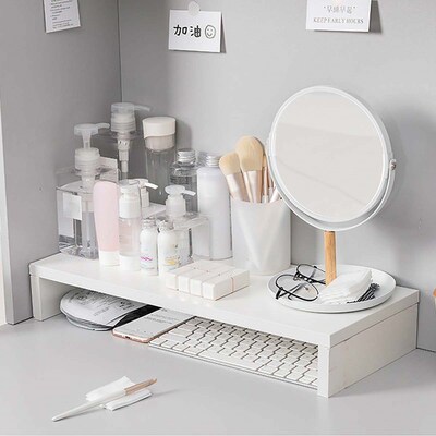 Multi-function Wood Desktop Computer Monitor Stand Keyboard