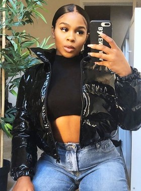 Sisterlinda Faux PU Leather Y2K Bubble Puffer Winter Warm Ja