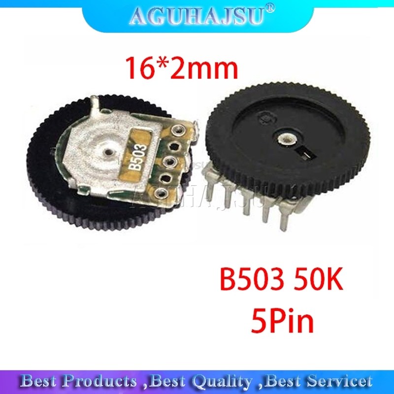 10pcs double gear tuning potentiometer b503 50k 5pin 16*2mm