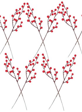 10pcs Christmas Red Berries Stems Artificial Red Berry