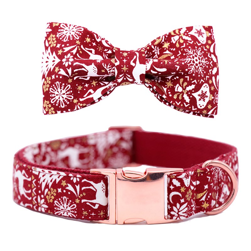 Christmas Snowflake Dog or Cat Collar or Leash with Bows G