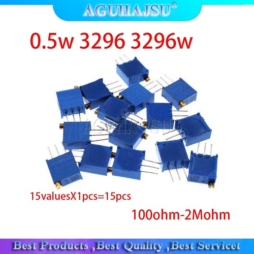 15valuesX1pcs=15pcs 100ohm-2Mohm 0.5w 3296 3296w Variable Re