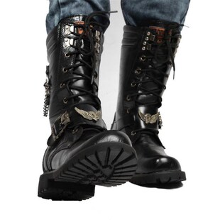 Fashion Men Motorcycle Boots Cool Skull Combat Army Men Boot