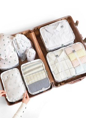 8 Pcs Set Packing Cube Bag Travel Kit Organizer Clothes Mesh