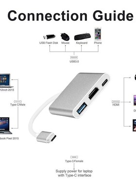 3 Dock Converter Type-c 3.1 To Hdmi Hub Usb-c 3-in-1 with PD