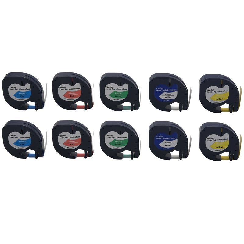 10Pcs 91201 12mm Compatible for Dymo Letratag Tape Plastic L