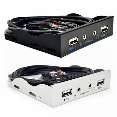 3.5 inch 9Pin to 2 USB 2.0 HUB Splitter Floppy Bay HD Audio