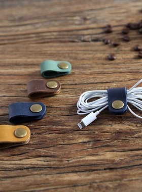 1 Pcs Leather Cable Winder Wire Organizer Data Line Holder