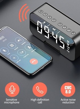 Multifunction Mirror Alarm Clock Bluetooth Speaker MP3 FM Ra