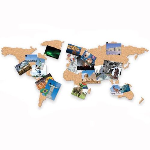 Cork Wood Phellem Wall World Map Office School Home Decorati