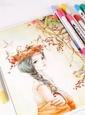 1 Pcs Art Markers Watercolor Brush Pen Double Head Manga Ske