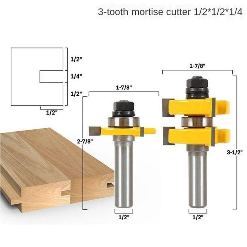 2Pc 1/2 Shank Tongue & Groove Router Bit Set - Large Sto