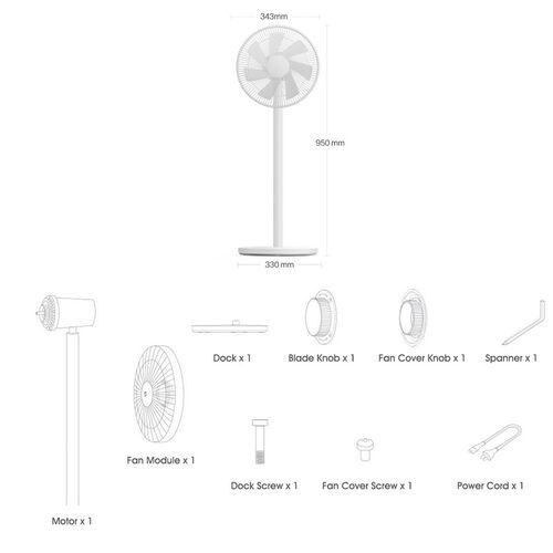 Mijia DC Standing Fan 1X Wired Portable Home Cooler House Fl