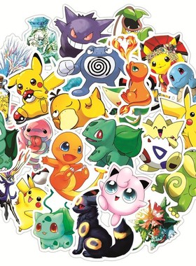 50pcs Pokemon Stickers Kawaii Pikachu Cartoons Anime GO Lap