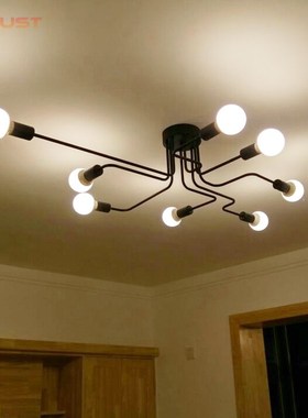 Retro Ceiling Lights Multiple Rod Wrought Iron Lighting Ceil