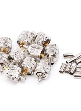10PCS UHF Male PL259 Plug Crimp RG58/142 LMR195 RG400 Screwe