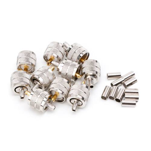 10PCS UHF Male PL259 Plug Crimp RG58/142 LMR195 RG400 Screwe