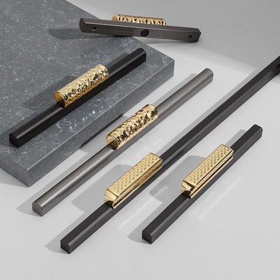 Wardrobe Door Furniture Handle Black Gold Simple Drawer Cupb